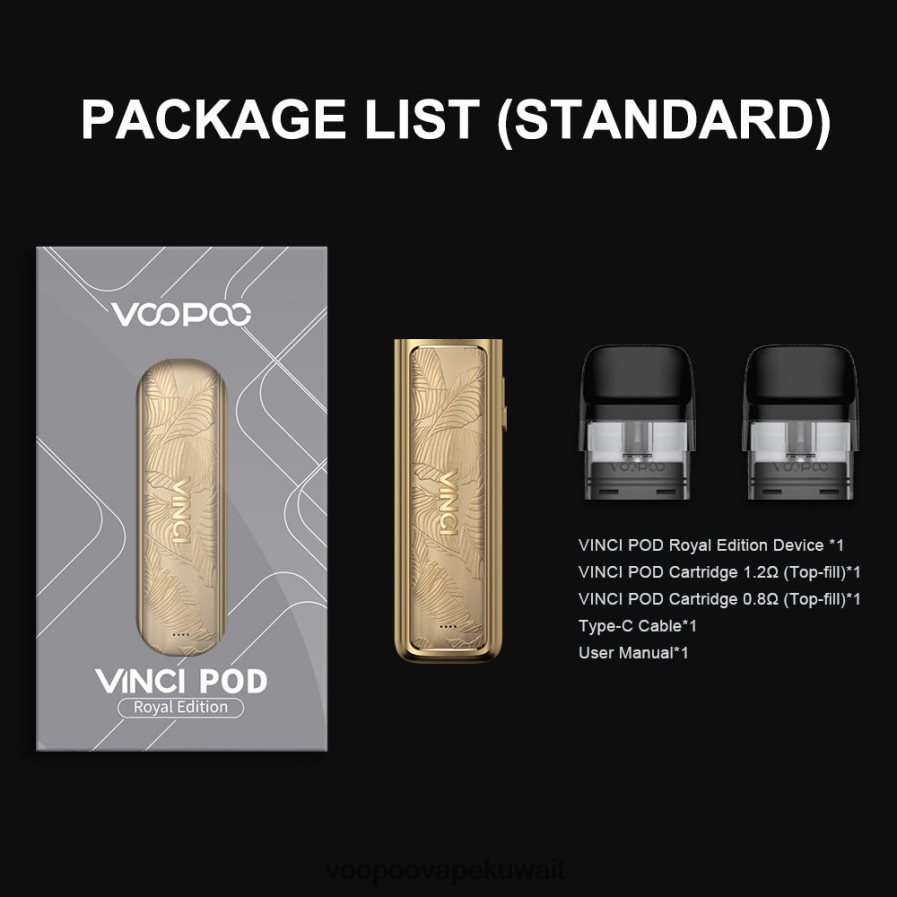 VOOPOO VINCI POD الطبعة الملكية أوراق الذهب H48BLT343VOOPOO Vape Kuwait